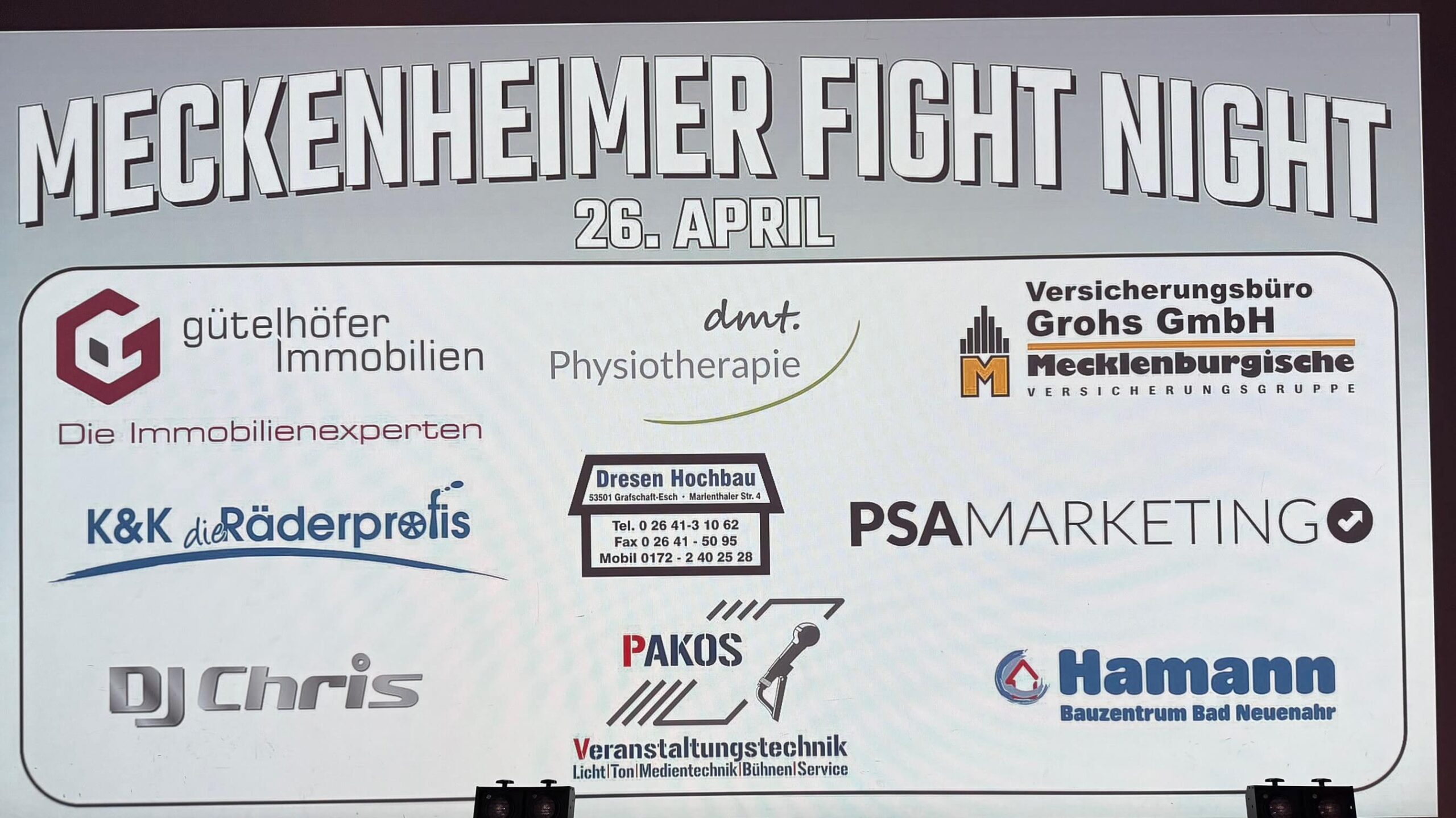 Sponsoren der Meckenheimer Fight Night, DJ Chris vertreten