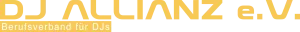 Langes DJ Allianz e.V. Logo in Goldgelb auf schwarzem Hintergrund
